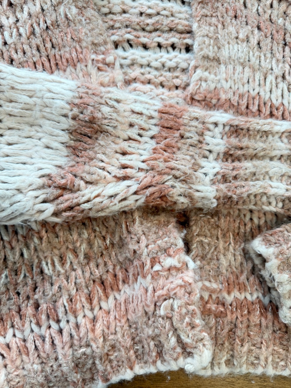Free People Striped Open-Front Knit Cardigan in Blush Pink, Tan and Cream Size M - Picture 10 of 16